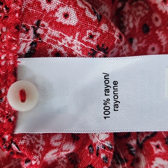 Maurices Red Paisley V-Neck Blouse - Picture 11 of 13